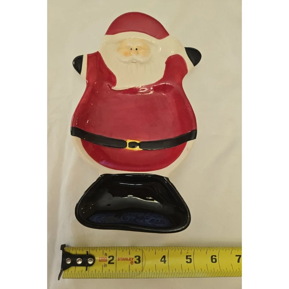 Vintage Santa Ceramic Tray Treat/Candy Dish/Kitchen‎ Spoon Rest Good Used Cond